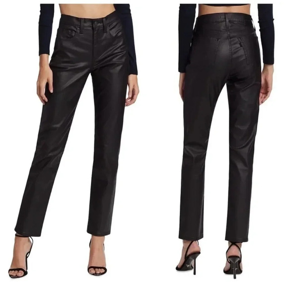 Levi's 724 High-Rise Coated Straight Faux leather Jeans Size 27 NWT - Picture 1 of 5